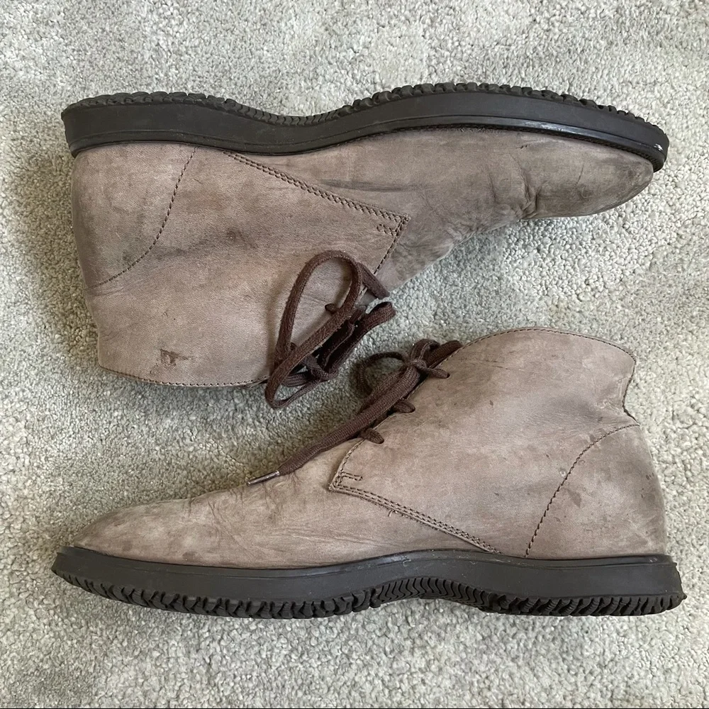 Hogan Brown Taupe Nubuck Desert Lace Up Chukka Boots Size 7.5